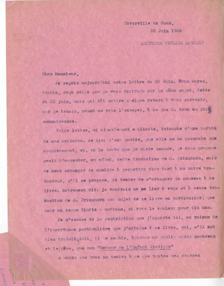 N-06-g A Gide à G Kilpper 28 juin 1929 p1