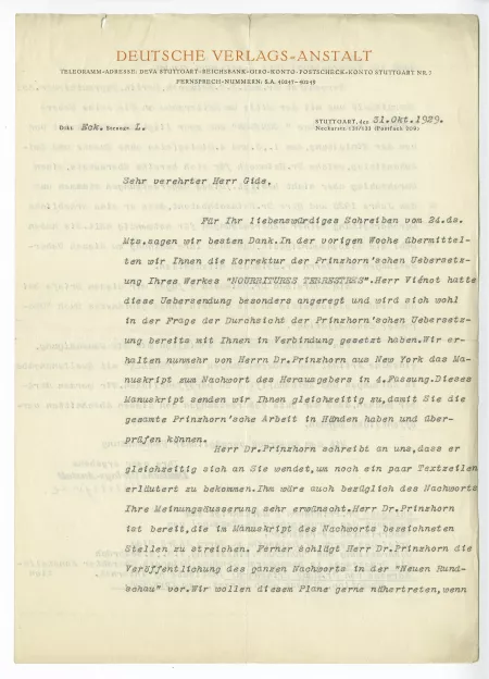 N-06-o G Kilpper à A Gide 31 oct 1929 recto