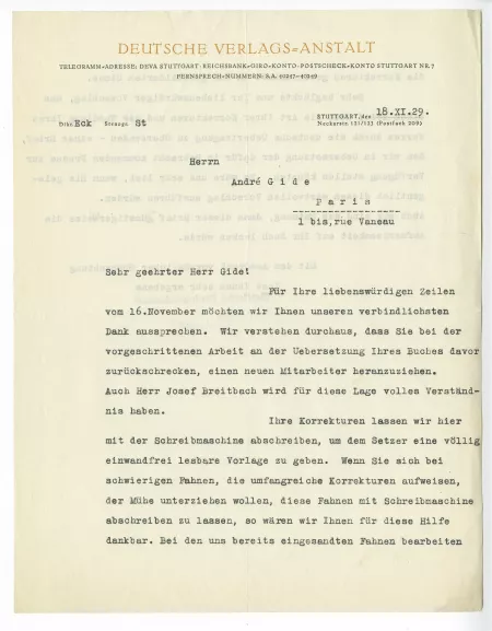 N-06-x G Kilpper à A Gide 18 nov 1929 recto
