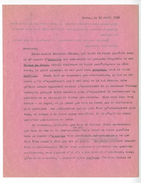 N-09-ah A Gide à G Kilpper 18 avril 1929 recto