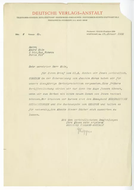 N-10-g G Kilpper à A Gide 25 janv 1932