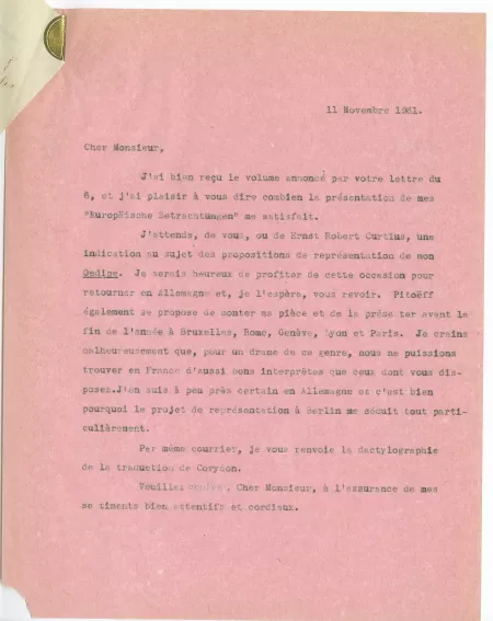 N-11-u A Gide à G Kilpper 11 nov 1931