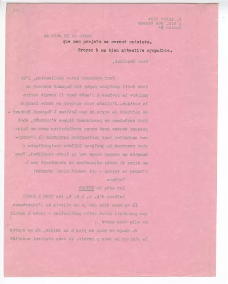 O-06-l Gide à Heyd 15 juin 1946 dactylo verso