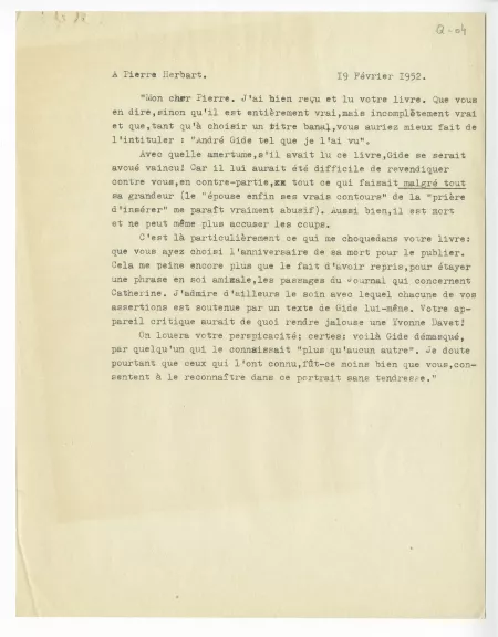 Q-04-ab J Lambert à P Herbart 19 fév 1952 b