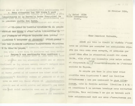 S-01-am A Gide à E Verbeke 18 fév 1914 recto