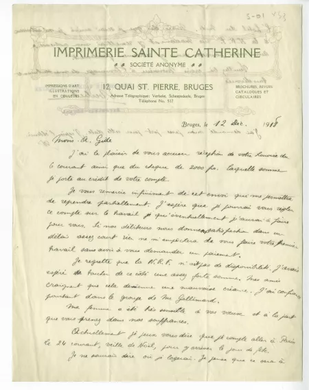 S-01-aq E Verbeke à A Gide 12 déc 1918 recto