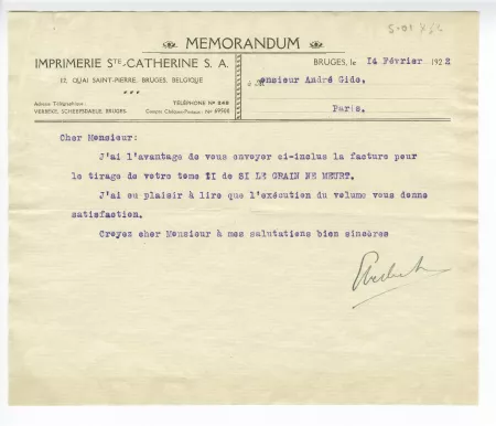 S-01-au E Verbeke à A Gide 14 fév 1922 p1
