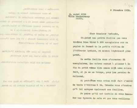 S-01-i A Gide à E Verbeke 03 déc 1913 recto