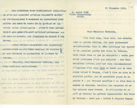 S-01-k A Gide à E Verbeke 11 déc 1913 recto