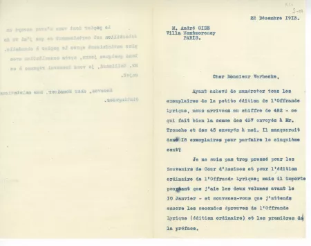 S-01-m A Gide à E Verbeke 22 déc 1913 recto