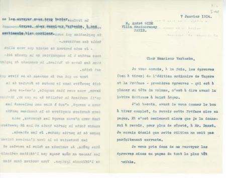 S-01-o A Gide à E Verbeke 07 janv 1914 recto