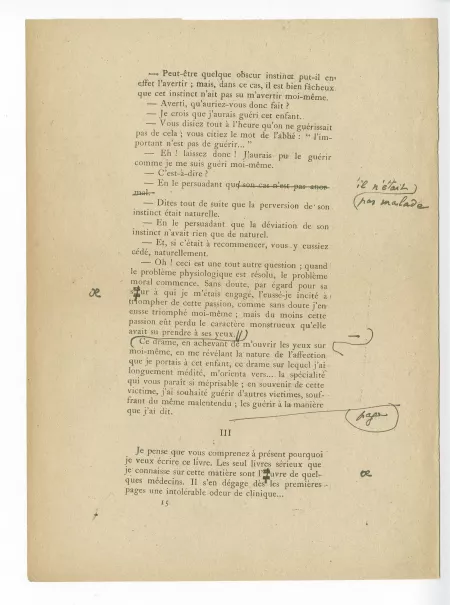 T-05-d Corydon début épreuve corrigée annotée par A Gide p15