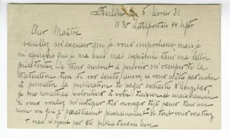 W-04-ar O Sigall à A Gide 08 fév 1931 recto