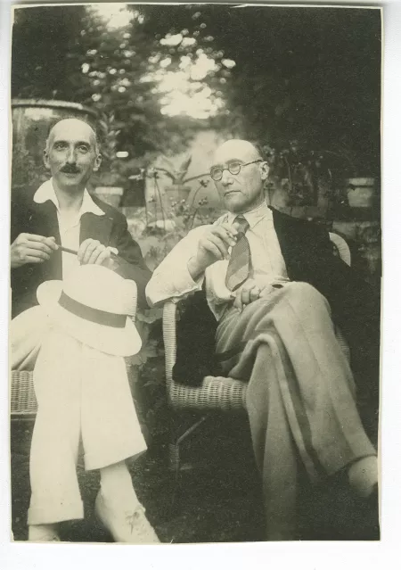photographie d’André Gide, fumant, et François Mauriac, août 1929