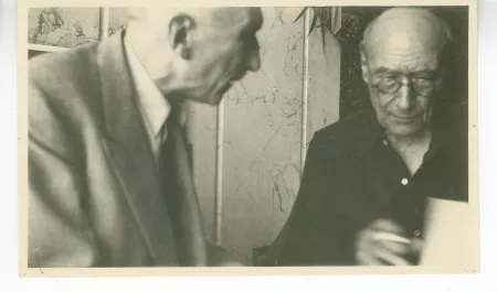 photographie d’André Gide, avec lunettes, et François Mauriac