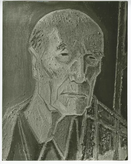 photographie noir et blanc du Portrait d'André Gide par le peintre Édouard Georges Mac Avoy (1949)