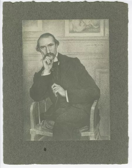 photographie d'un portrait dessiné d'André Gide par Théo Van Rysselberghe (décembre 1899)