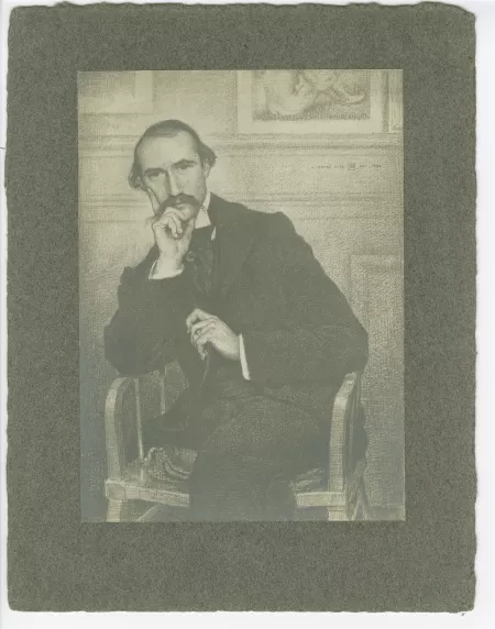 photographie d'un portrait dessiné d'André Gide par Théo Van Rysselberghe (décembre 1899)