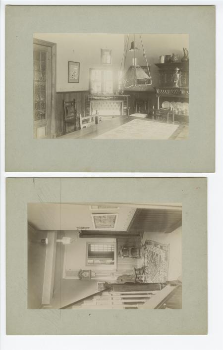 Photographie de la salle à manger de la maison de Théo Van Rysselberghe, construite par son frère Octave, rue de l’Abbaye à Ixelles.