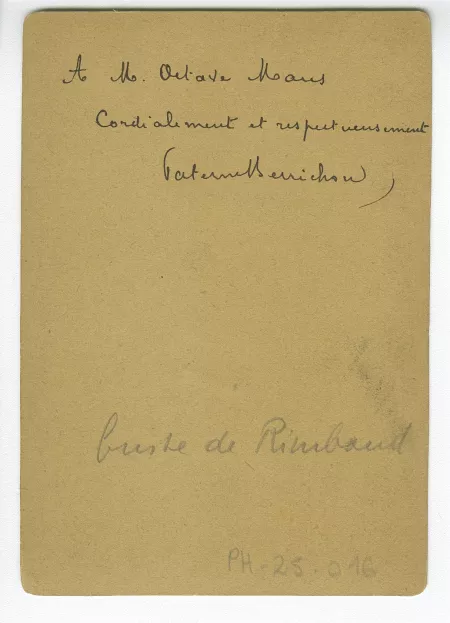 photographie du buste sculpté d'Arthur Rimbaud par Paterne Berrichon (1901)