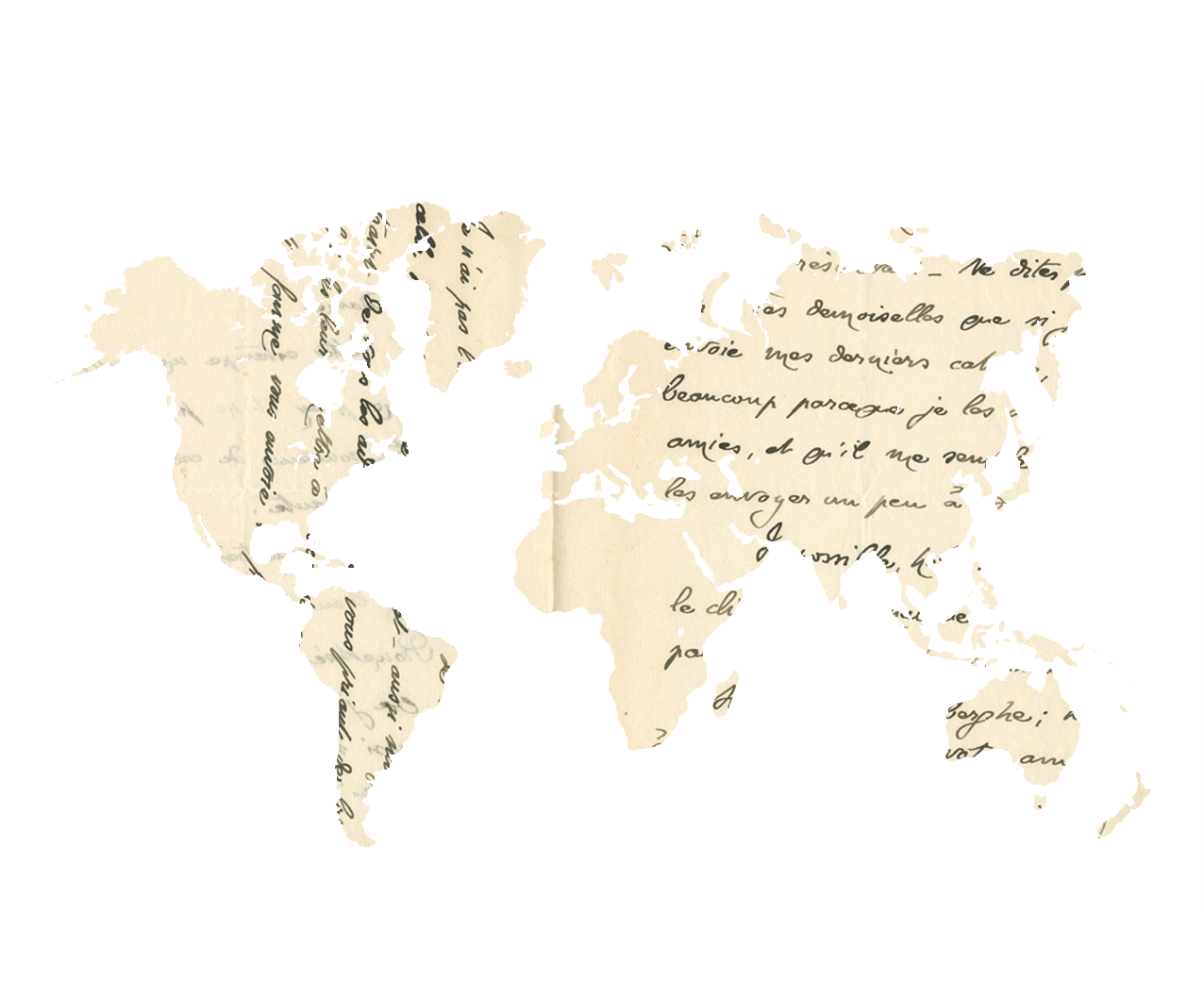 Carte monde avec manuscrit Gide