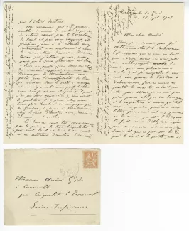 01-14-g Ch Gide à A Gide 22 sept 1902 avec enveloppe recto