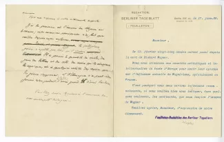 01-35-a P Wiegler à A Gide 17 janv 1908 & A Gide à P Wiegler 25 janv 1908