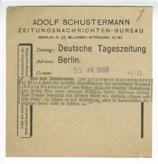 06-58-b Roi Candaule Deutsche Tageszeitung Berlin 30 janv 1906