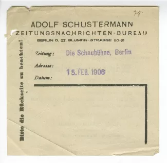 06-58-b Roi Candaule Die Schaubühne Berlin 15 fév 1906 SANS ARTICLE