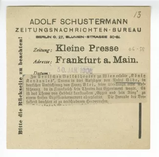 06-58-b Roi Candaule Kleine Presse Frankfurt 30 janv 1906