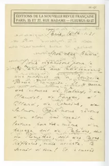 06-66-a J Rivière à A Gide 16 janv 1921 recto