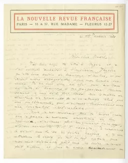 06-66-d J Rivière à A Gide 15 janv 1921 p1 recto