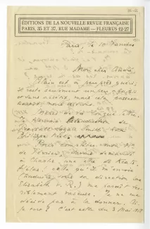 06-66-f J Rivière à A Gide 10 janv 1921 p1 recto