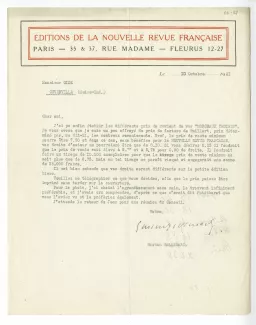 06-68-b G Gallimard à A Gide 10 oct 1921 recto
