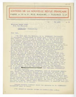 06-68-d G Gallimard à A Gide 30 août 1919 recto