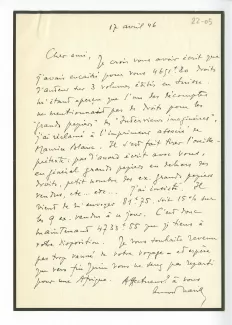 22-05-h A Naville à A Gide 17 avril 1946