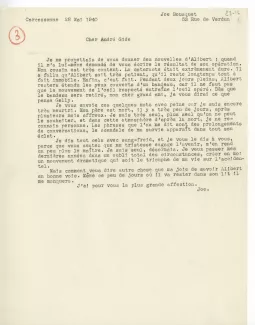 23-16-c J Bousquet à A Gide 28 mai 1940