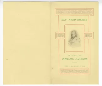 34-02-m S Monnom menu XXVè anniversaire patronnage 20 oct 1910 recto