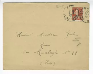 36-03 H Le Brun à A Gide 09 juin 1912 enveloppe recto