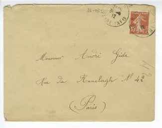 36-03 H Le Brun à A Gide 31 mai 1912 enveloppe