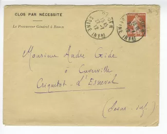 36-03 L Gensoul à A Gide 13 juillet 1912 enveloppe recto