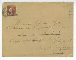 36-03 mère H Le Brun à A Gide 04 août 1912 enveloppe recto