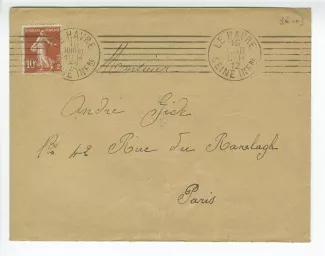 36-03 mère H Le Brun à A Gide 19 juil 1912 enveloppe recto