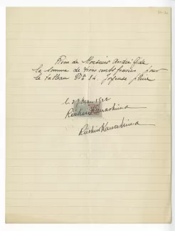 39-20-e R Kawashima à A Gide 27 mars 1922