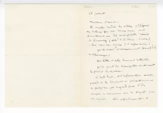 41-01-an F Fénéon à M Van Rysselberghe 28 juil 1943 recto