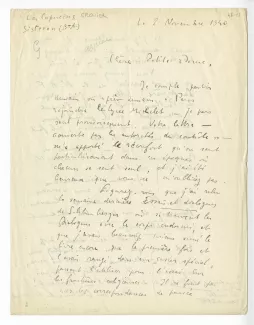 41-01-ax J Grenier à M Van Rysselberghe 02 nov 1940 recto