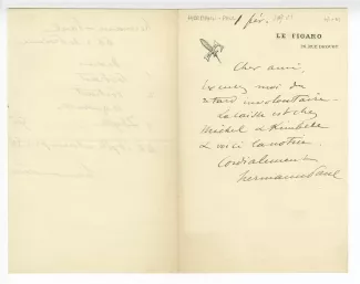 41-01-be R Hermann-Paul à anonyme 01 fév 1901 recto