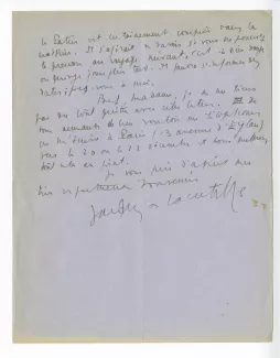 41-01-bj J de Lacretelle à M Van Rysselberghe 20 nov 1931 verso