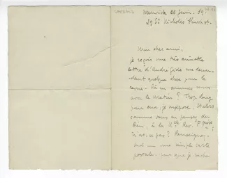 41-01-bm V Larbaud à anonyme 26 juin 1909 recto