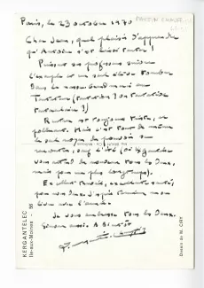 41-01-cb L Martin-Chauffier à anonyme 23 oct 1970 recto